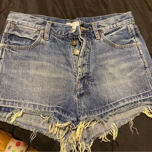 Free People Button Fly Distressed Cut Off Jean Shorts Size 27 61855-16515125